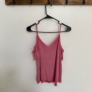 American Eagle Outfitters Soft & Sexy Pink Cold Shoulder Top